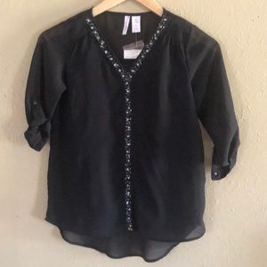 Sheer sequined shirt w/cami